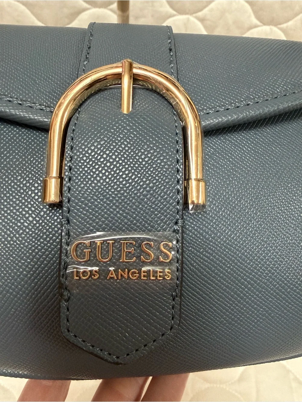 GUESS Los Angeles Harlow Saffiano Crossbody Bag with Gold Hardware